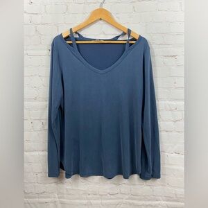 Time & Tru Smokey Blue Womens Size Large 12/14 Long Sleeve Very Soft Sleep Top
